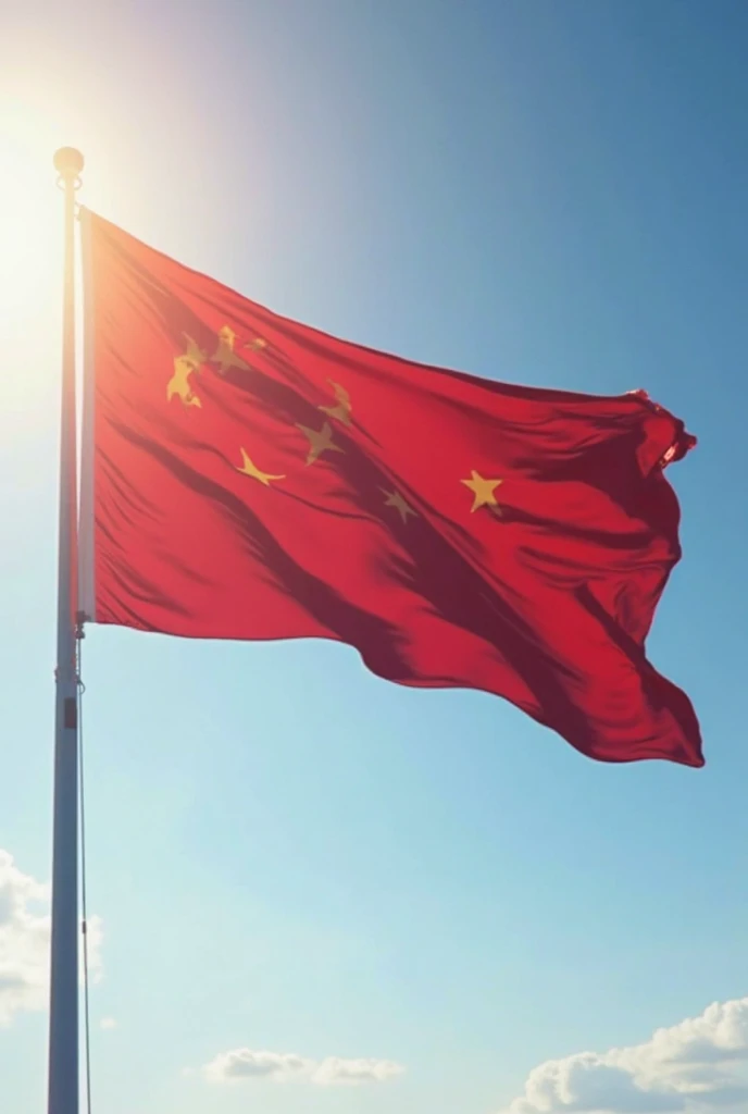 The flag flutters in the wind on a pole with street lights, Chinese, lamp post, from china, street lighting, inspired by Xi Gang, 💣 💥💣 💥, 💣 💥, ruanjia, dreamland of chinese, flags, beijing, Chinese tradition, jinyiwei, author:vivy, street lanterns are shining, Tiananmen square