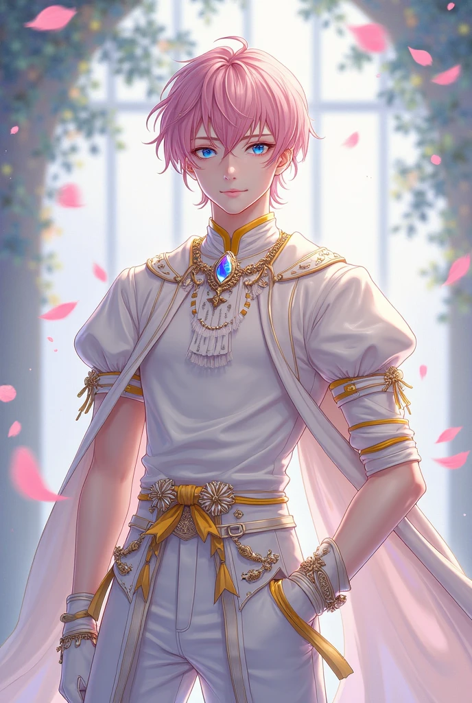 Draw a young anime boy with dark pink hair and light baby blue eyes and black skin he is a sexy man bl He danced in arabic wind dance clothes sexy sexy sexy