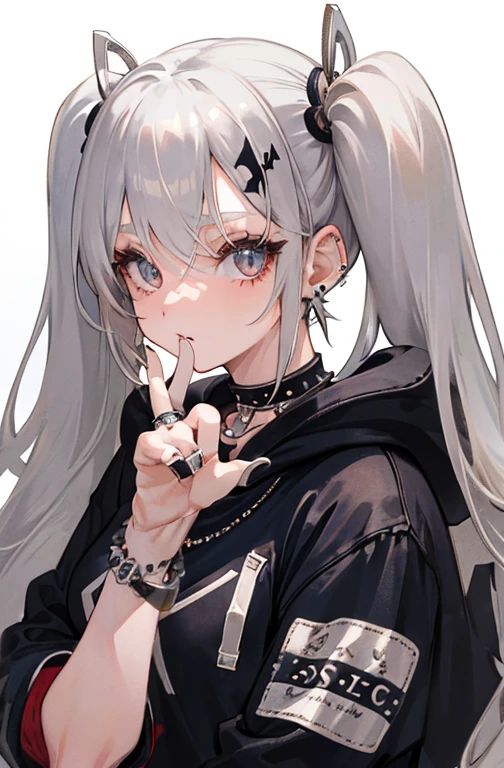 (masterpiece, best quality, detailed), 1girl, solo, looking at viewer, <lora:echidna_(re_zero)_v1:0.7>, aadna, long hair, hair ornament, biker clothes, long sleeves, black jacket, black belt, leather, (spikes), <lora:CONCEPT_graffiti_wall_ownwaifu:0.9>, CONCEPT_graffiti_wall_ownwaifu, www.ownwaifu.com, (graffiti:1.1), contrapposto, legs apart, brown eyes, black gloves, black pants, cleavage, fingerless gloves, torn pants, <lora:midfinger-left-v2-wasabiya:0.9>, middle finger, tongue out, one eye closed