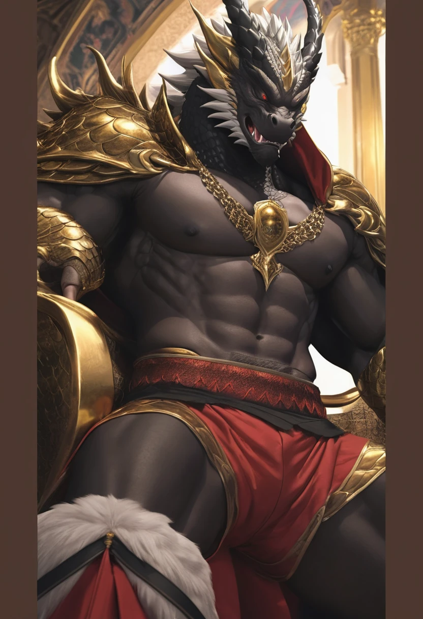 Daddy Anubis , black fur, drak fur, bitone, white chest fur, black beard, red eyes, realistic eyes, posted on e621, furry body, anthro body, anthro Anubis , claws on hands, old  realista Anubis , Climbing harnesses, Anubis in teeth , masculine, (very muscular, large muscles, buff:1.2), correct ???????, (photorealistic fur, detailed fur, epic, masterpiece:1.2), white sumo, in the forest, sitted in a motorcycle, double purpose motorcycle, all terrain motorcycle, sexy shadows, (by echin, by Taran Fiddler, by Juiceps, by Rukis), (detailed eyes:1.2), impressive physique, strong pose, proud, flexing biceps with one arm, seductive face, looking at camera, big bulge, claws in five of dark, fur in black of feets, sweat,  tongue in mouth,lying in bed of Egypt