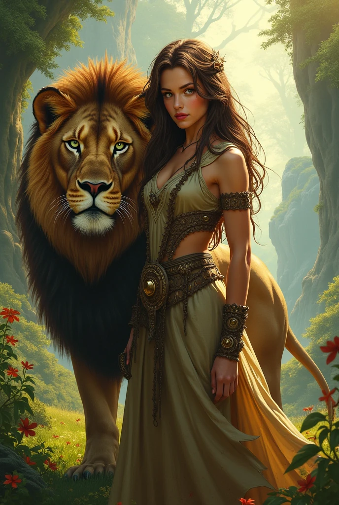 A woman with lion