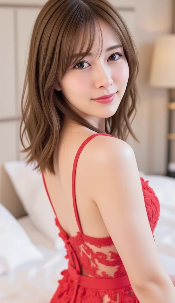 /*Quality writing*/
of the highest quality, 80 K, masutepiece, hyperdetailed face, very detailed lips, Detailed eyes, Realistic pupils,very slender legs,Perfect plump breasts,perfect big ass,Perfect clean skin,ultra-detailed hair,
Romper,
/*Characters and expressions*/
(Extremely beautiful girl:1.3), Asian Girl, 1 girl, Light on Face, 18 years old, (((Very sweet smile))), (Permalo Hairstyles)
BREAK
/*garments*/
(Los Angeles Angels uniforms),(The most gorgeous necklaces in the world), (The most gorgeous earrings in the world)
BREAK
/*Pose*/
(Holding your in your hands, ((Angle to look up from above:1.2)),Facial expressions begging for a kiss,Catherine Langford,
Romper
/*Angular posture*/
(Sparkling night sky:1.2), (Luxurious bed atmosphere:1.3), Looking at Viewer