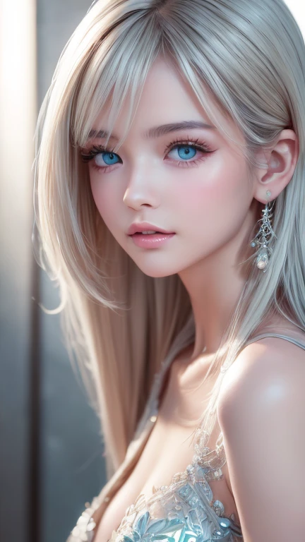 (full body shot:1.3)(extremely intricate:1.3), (photorealistic:1.4), hyper-detailed wet sheer outfit, low-rise string, (sensual pose), full body shot of beautiful white-haired 18 year old girl, (intricate, sheer, transparent, translucent, (no clothes:1.2)), intricate, sexy lips, small breasts, flat chest, beautifull, cute, pretty, perfectly proportion body, perfect framing, sharp gray eyes, supermodel face, detailed face, shy, pale white skin, highly detailed, digital hyperrealistic photography, hyperrealistic photography filigree, shyness, most beautyfull face, (masterpiece, sidelighting, (finely detailed beautifull blue eyes: 1.2)),