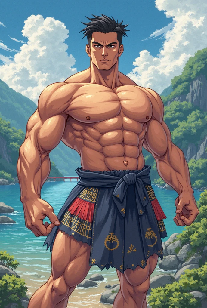 (barefoot),(barefoot),Youthful feeling,( Tattoo),(Thick body hair),(He was wearing baggy shorts,Revealing his length, muscular, Hairy legs),(Very prominent reproductive organs),(Very large genitals),(Leaning against a tree),(For the audience) ,(Put his hands on his waist), (Focus on your audience) ,(There is a huge bulge in the area),sideways,Sharp eyes,(Thick dark brown hair),(Bottom-up view),Broad shoulders,Muscles protrude a lot,The crotch is bulging,(Long legs),Highest image quality,cartoon ,Anime Wallpaper,Chest muscle expansion,spread your legs,Sexy,(main part, best quality),((Exaggerated muscle bulge)),The protagonist is tall,muscular and bulky, muscular characters, Awesome and cool, tall and muscular, muscular!!, Very strong, muscular attractive men, Huge muscles, Big Muscle, Muscle Man, Anime handsome man, muscular!, Giant muscles, muscular bodies, muscular character,(Long legs covered with long, Thick leg hair),(canto da foto de baixo para cima) (imagem da mais alta qualidade) ,Close-up photos,Lion man ,real, jovem, , vestindo shorts, virilha saliente, imagem de anime, Leaning against a tree, pernas bem abertas, male face, bonito rosto jovem, cabelo subcortado, huge muscle muscles of the chest, large strong thigh muscles, Biceps Sinewy muscles, Corpo enorme, corpo tonificado devido ao treinamento intenso, Well-developed muscles, ABS transparente de 8 embalagens, 3 metros de altura, topless, , pele brilhante, rede de suor pingando, (hands on thighs), bare feet, Sem barba,Thick Legs,
