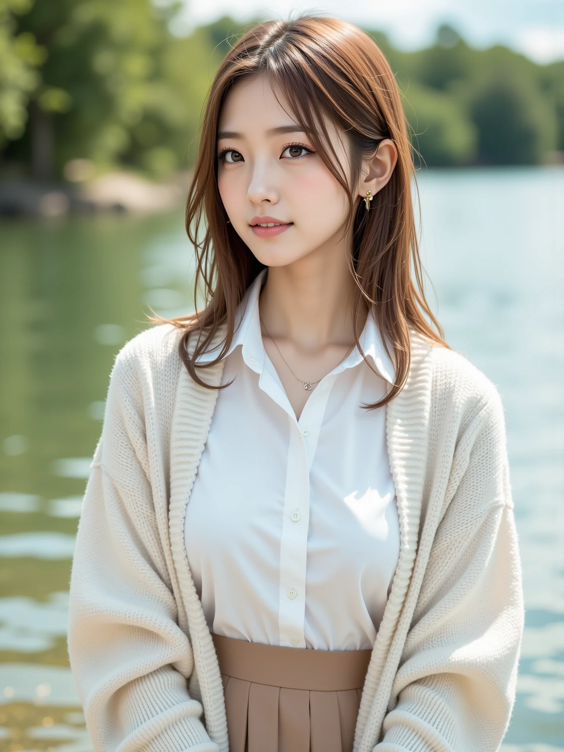Superb quality, masutepiece, High resolution, 1girl in, blush, (Seductive smile: 0.8), Star pupil, Chinese Han-style lilac, Hair Accessories, Necklace, Jewelry, Beauty, SUI_Body, Tindall Effect, Realism, lotus pond, Light Edge, Two-tone lighting, (High Detail Skin: 1.2), 8K UHD, Digital SLR, Soft light, High quality, Volume Lighting, candid picture, High resolution, 4K, 8K, Background bokeh
