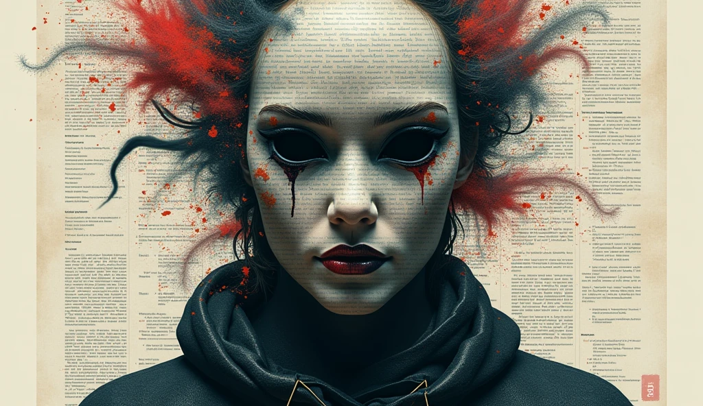 Community comments and theories layered over the mask image like YouTube comment highlights.