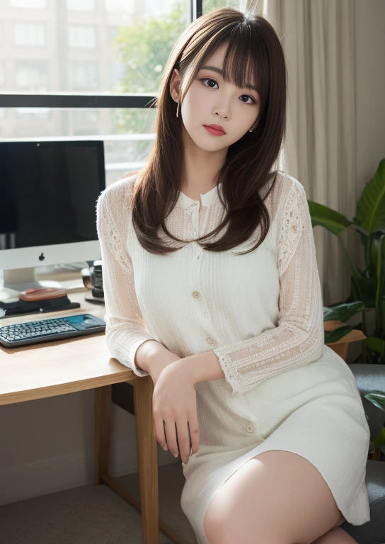 Browsing Caution, とても幸せなsmile、とても美しいJapan人女性秘書、Age 25女性、perfection 、（（Large exposed beautiful breasts:1.5））、Looking at the camera、Beautiful Face、　(Fine skin:1.2),　(Shiny skin:1.1),(to be born, Highest quality, masterpiece:1.5), (photo-Realistic, Intricate details:1.2), Ultra-high resolution, Confused,
1 Girl, Beautiful Face, Beautiful Eyes, Symmetrical eyes, The light shines on your face, Blushing your nose, short hair, Hair Bun, Black hair tie, 
clacks, Best, suit, Pencil Mini Skirt, White shirt, Silk scarf, 黒pantyhose, [:The 20th, :0.8],
smile, Small dimples, Sexually suggestive, 
Big beautiful breasts, Slim waist, Thin legs, Long legs,
sitting in a chair in front of a desk, perfection body, Good balance,Dynamite Body、
Looking at the audience, 
(office, indoor, hyper Detailed Background:1.2), Japan, Copier, File Cabinet, computer, monitor,
Shiny skin, Realistic skin texture, 
Natural light, Best lighting, Detailed Background, Detailed Shadows, Sharp focus, Depth of the written boundary f/2,
saturation, High Contrast, Strong light and shadow、8K,Highest quality, Tabletop, Ultra-high resolution,(Realistic:1.4), RAW Photos,(Soft saturation:1.3),(Fair skin:1.2),1 female, Compensate,(lipstick:1.1),(eyeliner:1.1),mascara, eye shadow, Glamour, (big breasts:1.2), blonde and semi-Brown Hair, Medium Hair, Asymmetrical Hair, Asymmetrical bangs ,(8K、RAW Photos、Highest quality、​Tabletop:1.2)、Age 25の美しいJapan人女性、Laughter、Japan人のOLさん（Open white blouse）、１men and women、Slim face、世界で最も美しいJapan人女性、Very detailed顔、Beautiful Eyes、double eyelid、Kamimei、perfection teeth、perfection teeth並び、(Glowing Skin)、(Sunburned skin)、(Realistic Skin)、（big：1.4）、（Narrow waist：1.4）、（大きめのButt：1.4）、（Glamorous Body：1.4）、（紺色のOLsuitを着ている：1.4、）、(8K、Pull from the knee up、RAW Photos、Highest quality、​Tabletop:1.2)、美しいJapan人女性、(Fine skin:1.2),(Shiny skin:1.1),8K,Highest quality, Tabletop, Ultra-high resolution,(Realistic:1.4), RAW Photos,(Soft saturation:1.3),(Fair skin:1.2),1 femalel,Compensate,(eyeliner:1.2),mascara, eye shadows, Glamour, big breasts, Brown Hair, Medium Hair, Asymmetrical Hair, Wavy Hair, Asymmetrical bangs, ((OL)), Black pantyhose, officeで, Japan人のOL, (Narrow waist), (OL), (Butt) , Buttのポーズ, Nipple stand, Please take off half your clothes, Keep your panties aside, pantyhose, (Front shot, big), Front view, ((Looking at the cameraいる))、clothing） (半分着古されたタイトなOLsuit:1.2) ,タイトスカートをPlease take off half your clothes, pantyhose, （（Highest quality））， （（Intricate details））， （（ultra Realistic realism））， Stupid solution， Japan人女性, Age 25，Natural Makeup, lipsticks， Very detailed， Awareness-raising， 1 Girl， （Narrow waist）、（大きめのButt:1.引き締まったButt:1.perfection thighs）、（perfection legs）、（perfection feet）、perfection hands， Finger details， 細くてBeautiful Eyes， Name tag，