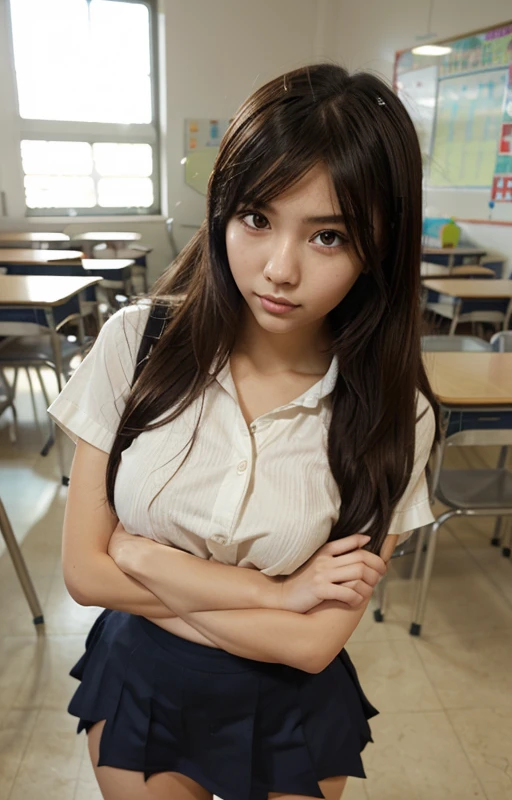 UHD, retina, Masterpiece, ccurate, Anatomically accurate., textured skin, super detaill, high detailed, High Quality, Award-Standing, Best Quality, high resolucion, 4k,Women over 20 years of age,adult woman,pantyshot、Panty charm、sexy panty,Beautiful Woman in Japan、beautiful asian woman、Beautiful Korean Woman、Sexual facial expressions,sexy poses,beautifull face,Black eyes,white skinned,small mouth,High cheekbones (definition), Sexy Pose,(leaning forward:1.3),((lifting their skirt up)), (realisitic:1.4), cowboy shots, 1 beautiful Japanese girl, supermodel, (sitting at the desk:1.1), (school uniformss:1.4), (skirtlift:1.6), (School Classroom Background:1.1),