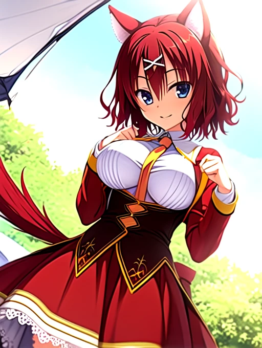 1girl, cavehdn, holding giant scissors, scissor weapon,