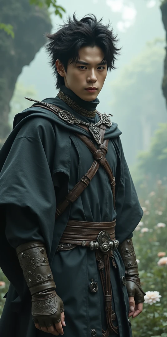 England, 1327. A little ((((10-year-old)) Ralph Fitzgerald)), tall, athletic, intense eyes, ambitious, with an archery bow and arrow, in the forest, ((happy evil expression)). ((((clothings from the 1300s)))), ((dark hairstyle of the 1300s))