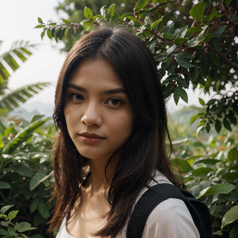 beautiful myanmar girl in the forest