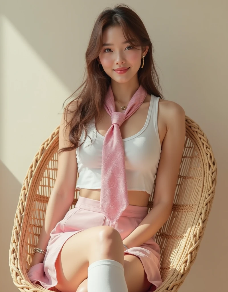 (masterpiece, Highest quality:1.8), One girl, alone,_Split,
Yuki mandarin orange, Long Hair, without black sleeveless short vest,Pink Skirt,black, Spread your legs, White underwear, super high quality