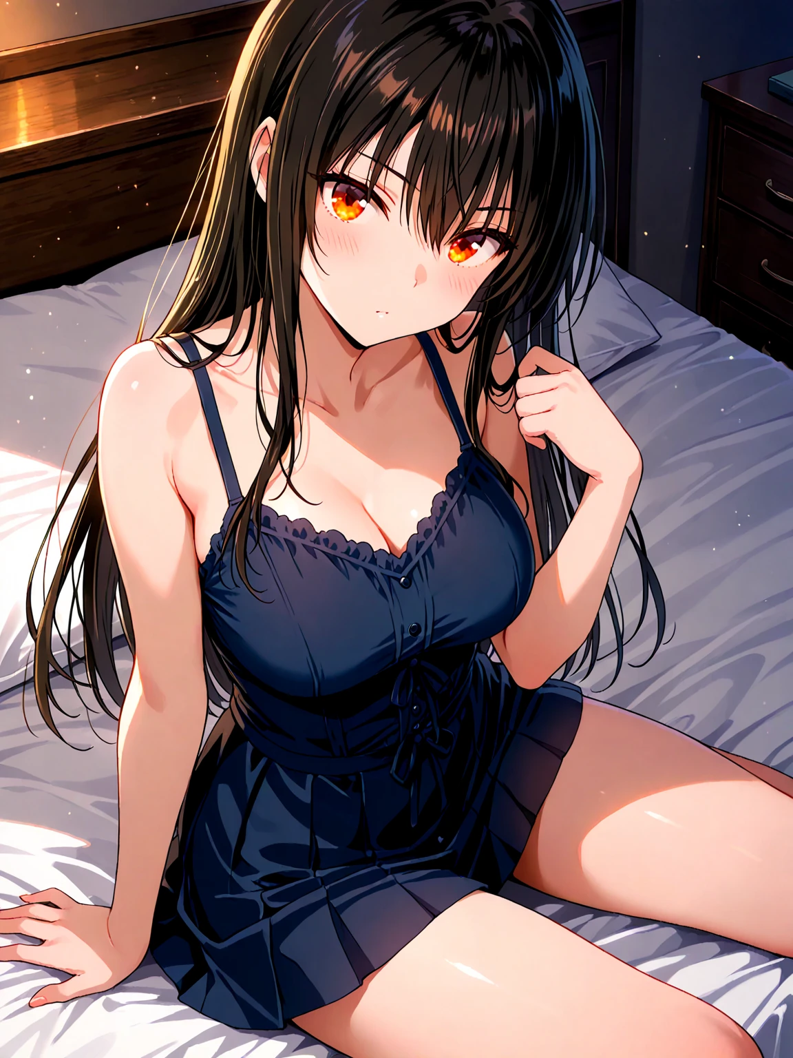 Mikasa Ackerman Attack on Titan short dress and sit in bed