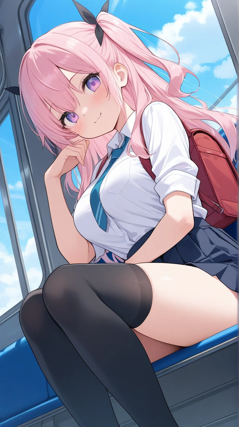 nsfw、BREAK Perfect Anatomy、Highest quality、(cute:1.1)、(cute)、(High resolution:1.2)、Unbelievably absurd:1.3、Incredible illustrations、(cuteイラスト:1.2)、(Beautiful background、Inside a crowded train)(1 girl) 、solo)、(10th Generation、JK、 face、Small breasts:1.2)、slender、、、、Eye highlights、embarrassed、、1girl(beret、Cotton shirt、Check skirt、school bag)(Rear insertion position, Sex preparation:1.2),Appealing pussy, (Looking Back、lying on back), Inside the pussy, Vagina、pussy juice:1.2