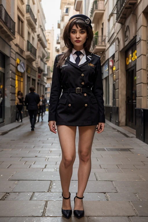 At night a hen with chicks chases a young woman in uniform