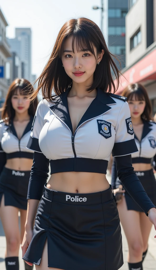 A very fit man with lots of muscles, big penis, engaging in a strip tease, dressed as a police officer, at a bachelorette party. (best quality,4k,8k,highres,masterpiece:1.2),ultra-detailed,(realistic,photorealistic,photo-realistic:1.37), HDR, UHD, studio lighting, extreme details, vivid colors, bokeh, portraits, exotic colors, energetic atmosphere, sexy, seductive expression, muscular body, toned abs, sculpted biceps, arresting tattoos, police uniform, complete with badge and hat, confident posture, flirtatious eye contact, playful dance moves, sparkling disco lights, excited cheering and laughter, luxurious bachelorette venue, elegant decorations, sophisticated cocktails, vibrant atmosphere, lively music, joyful celebration. No nudity, safe for work