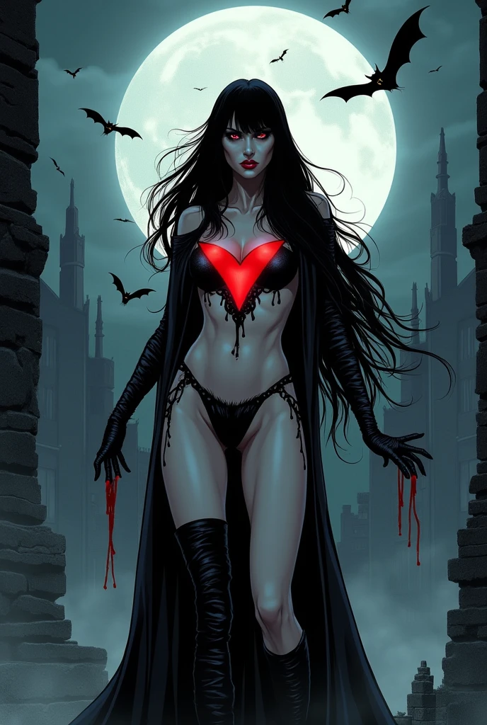 a woman dracula, dressed in white and black with red eyes, cyberpunk art by Li Di, cgsociety, gothic art, gothic, rococo, darksynth