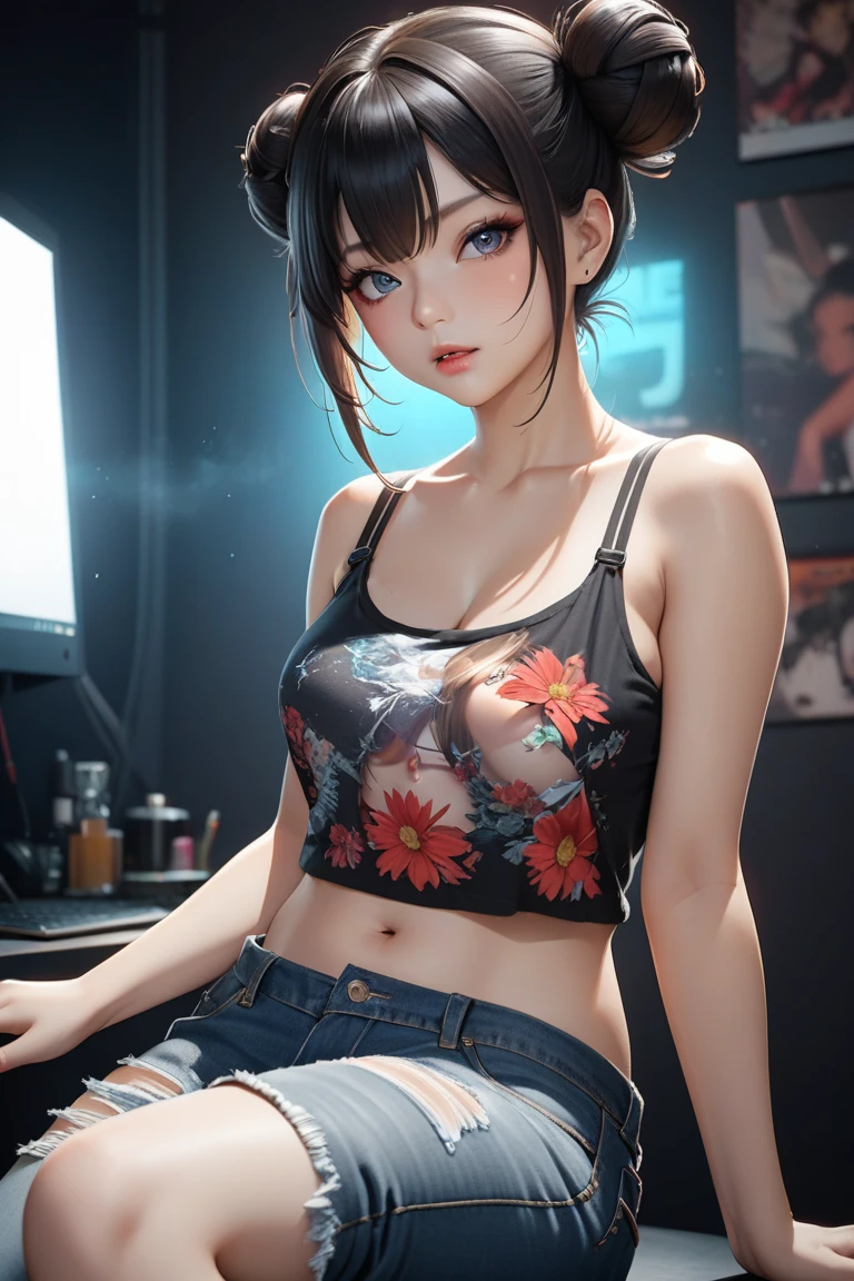 (((Sparks fly))), (((Highest quality))), ((Very detailedな)), (High-definition CG illustrations), ((Very delicate and beautiful)), Cinematic Light,((1 Mecha Woman)),alone,mature,(Ahegao),Big and ample breasts,Plump, whole body,(Machine made joints:1.2),((Mechanical marginal vessels connected to tubes),((Cervical vertebrae mechanically attached to the neck)),(((The crotch is open))),(Sitting),(wires and cables around the neck:1.2),(Overhead Wires and Cables:1.2)(Character Focus),sf,((Very detailed,colorful)),Best details, ((background:Basement for storing electronic devices))