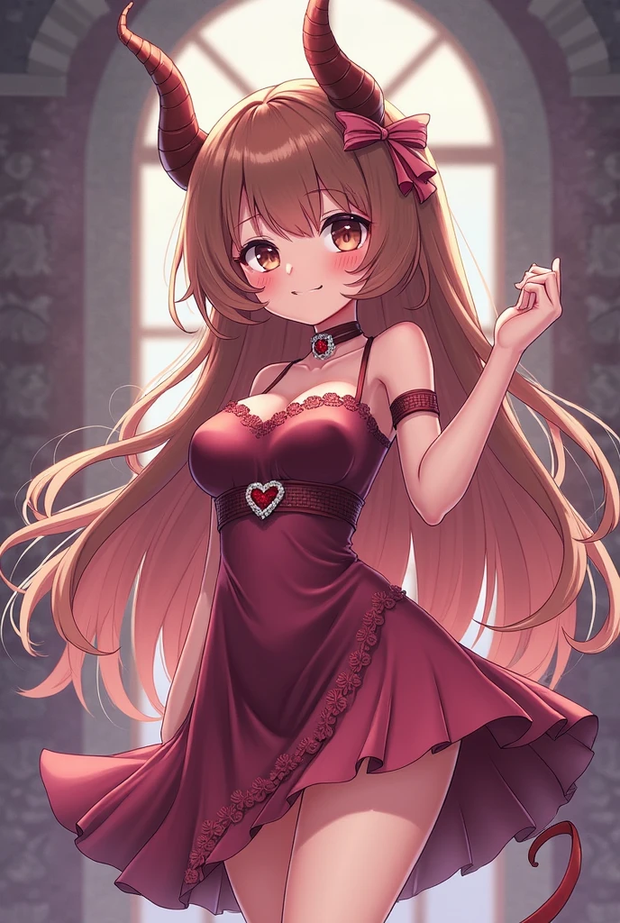 1 beautiful girl, walking in a hallway of a gothic church, elegant sleeveless dress, beautiful red and black dress, gothic style dress, long elegant transparent gloves, red high heels, ruby ​​ring on the right index finger, low-cut chest, big round breasts, short skirt with ruffles, long black stockings above the knees with lace, full and detailed body, perfect body, butterflies around, upskirt, brown hair, bangs, hair behind ear, hair over shoulder, long hair, side swept bangs, wavy hair, hair one side up, expressive hair, shiny hair, hair ribbon, hair ornament, jewelry, butterfly hair ornament, lolita hairband, aqua eyes, glowing eyes, pupils sparkling, heart earrings, open mouth, smile, fingersmile, bright pupils, seductive smile, red lips, Surrealism, high detail, interior architecture, anime style, Romanticism, Gothic art, dithering, first-person view, from below, perspective, Wide-Angle, f/1.8, 85mm, Sony FE, 8k, super detail, UHD, masterpiece, accurate, anatomically correct, high quality, highres, textured skin