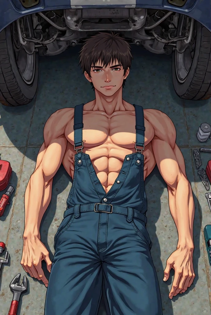 shirtless handsome manly short black hair caucasian male in tattered short jeans and sneakers, shirtless, pulling the rickshaw