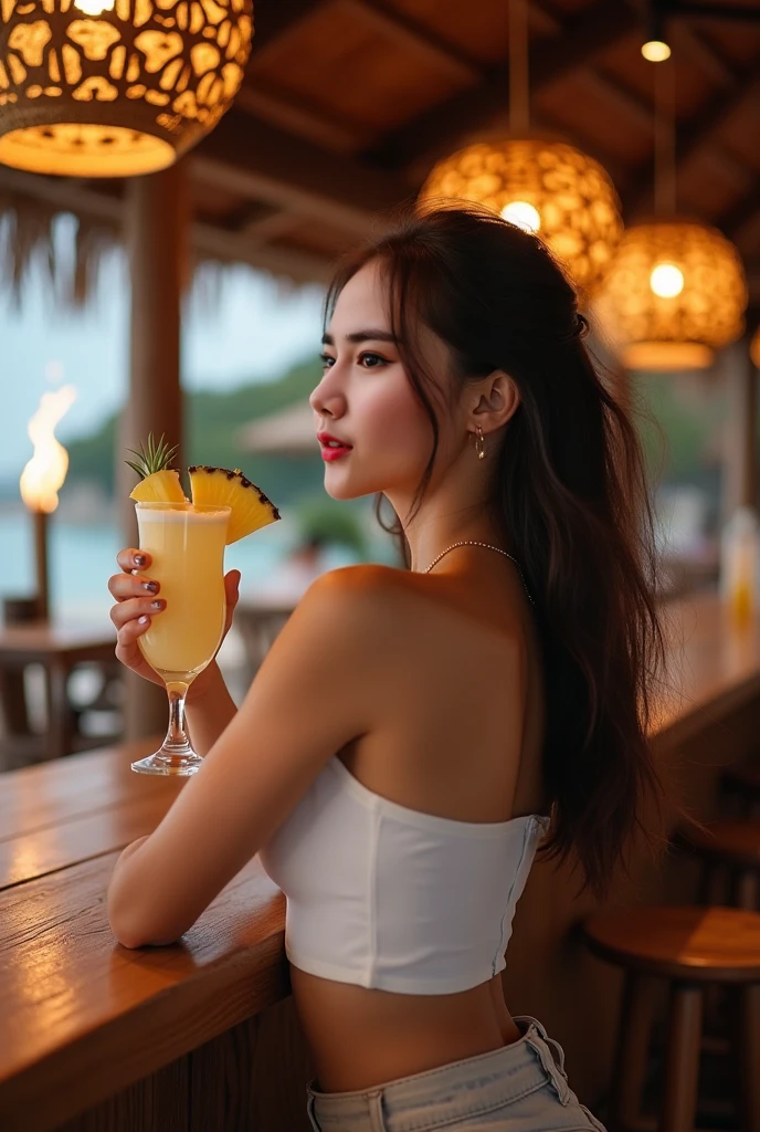 （（（（（（All Nude））））））（（（（（（（（Nipples、pubic hair））））））））1girl in,Very beautiful 16 year old Japan woman、beautidful eyes、cleavage of the breast、the wind、cloudy ash sky、Night has come and a squall is falling.、Body like a model、JumpHigh-level image quality、Top image quality、Looking at the camera、Focus on the eyealdives、shores、Relax on a beach chair at Sunset Beach, drinking juice.