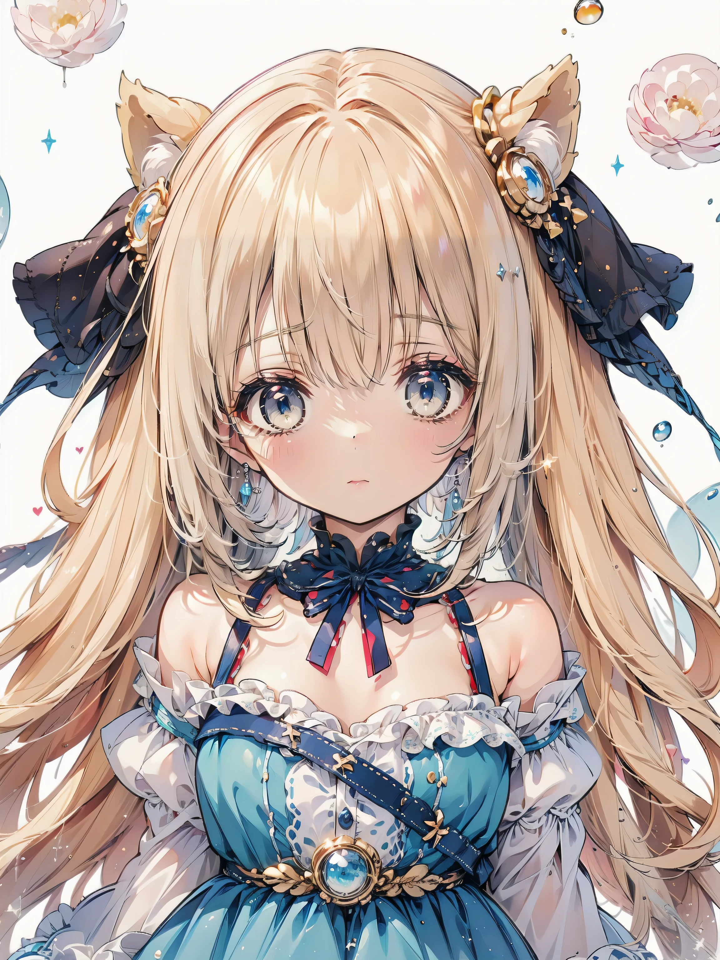Highest quality、Masterpiece、boy,((It's a Small World:1.3)),smile,Princess style from the fairy tale world,alice in wonderland,cheshire cat,close up of face,(polka dot background:1.2),red and white and pink and yellow,(look up:1.3),(NSFW),(plump cleavage),