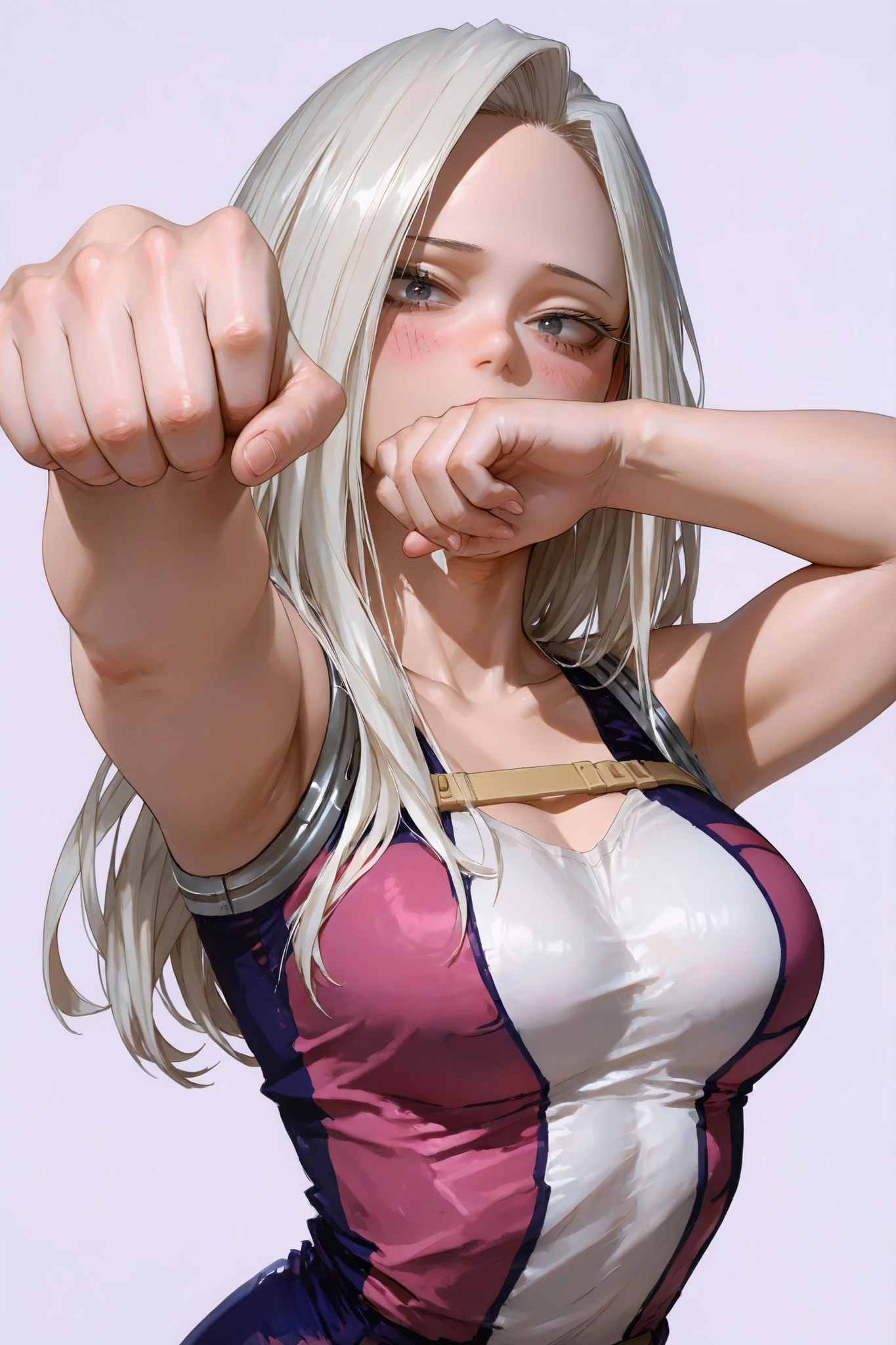 masterpiece, Highest quality, Unreal Engine, Super Resolution, Very detailed,
Beautiful woman, Android 18, Vivid expression, Healthy Body, Beautifully detailed sweat glands, Smooth skin texture, Carefully drawn,
(humidity:1.2), Beautiful Eyes, (Attractive face:1.2), (Beautiful Skin), (Big Breasts), Puffy nipples, (Sticky with sweat), In a dynamic pose,
In the world of Dragon Ball, Outdoor, In the city of the future,