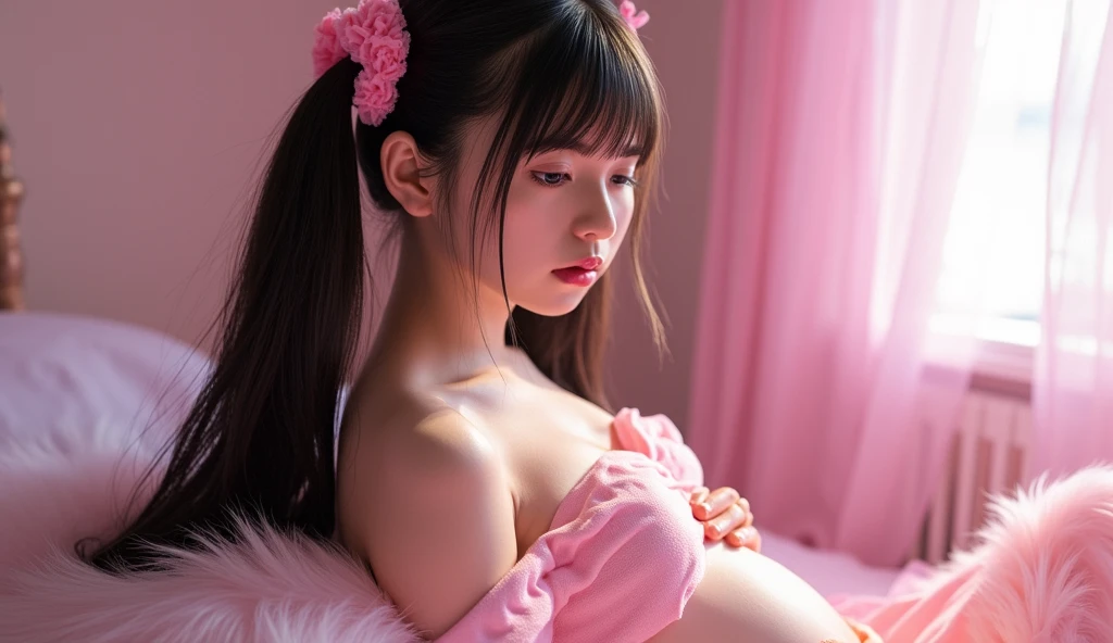 gp1, ((Best anatomy:1.2)), ((doing sex with a black man:1.5)), ((topless:1.3)), ((completely wearing pink and white polka dot pattern pleated skirt:1.5)), (completely pink and white short skirt:1.5)), ((Perfect 8-headed body:1.3)), ((extraordinary accurate anatomy:1.2)), ((Very accurate anatomy:1.2)), ((extraordinary well-proportioned body:1.2)), ((extraordinary beautiful body:1.2)), ((extraordinary sensational body:1.2)), ((extraordinary sensational pose:1.7)), ((slightly crab crotch:1.1)), ((slightly squatting down:1.2)), ((slightly legs wide open:1.1)), ((nsfw, spread pussy:1.4)), ((naked left thigh)), ((without bottoms)), ((without pants look:1.2)), ((without pants)), ((without trousers)), ((without panties:1.2)), ((completely naked:1.3)), ((completely nude:1.3)), ((completely nudist:1.3)),(Lolita:1.3),(Idol:1.6), (Lots of Skin:1.11), ((perfect skin)), Girl 17 years old, ((Cute:1.3)), ((Baby Face)), ((Smile:1.2)), (Slender Body), ((Pretty big breasts)), long hair, Black hair, Twin tails, 4K, High Resolution, ((Masterpiece:1.3)), ultra-definition, extremely detailed 8K, Top Quality, Head:1.3, ((Hasselblad Photo), Fine Skin, Focus), Soft Lighting, Dynamic Angle [:(Face Details:1.2):0.2], ((cleavage of the breast)), ((Rich cheeks)), (full body:1.05), ((extraordinary well-formed body:1.2)), ((extraordinary well-formed right nipple:1.1)), ((extraordinary well-formed left nipple:1.1)), ((perfect body:1.2)), ((perfect right nipple:1.1)), ((perfect left nipple:1.1)), dynamic pose, ((pussy:1.3)), ((perfect Vaginal object insertion:1.1)), ((Do not hide the joint)), uncensored, ((1boy)), perfect 1penis, wet, sweaty, ((both feet are on the ground:1.07)), ((put your one hand on the penis behind your leg:1.1)), ((ecstacy:1.5)), ((orgasm:1.5)), ((exposed vagina:1.2)),((both feet are on the ground:1.4)),