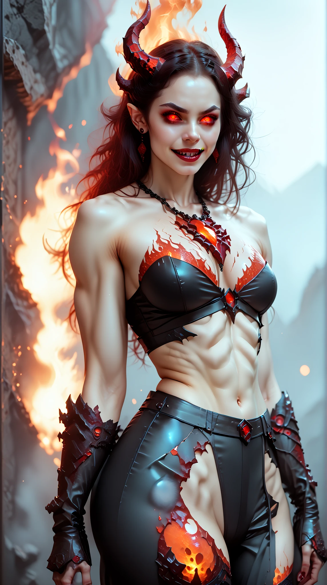 magic, Adult Latina model Daisy Marie, she is a fire elemental her body completely composed of Red and blue fire. flames dance around her body threatening to burn anybody that gets too close.