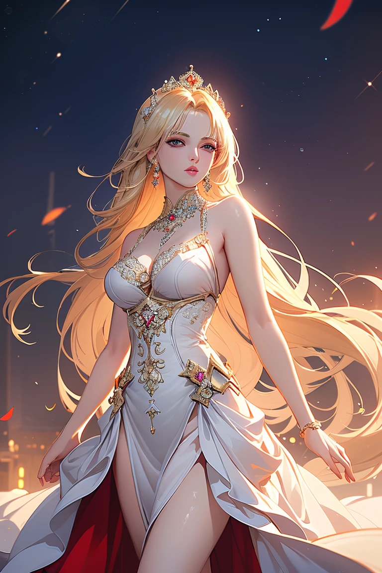 (best quality), (masterpiece), Very delicate and beautiful girl, Very detailed, Astonishing, Fine details, Official Art, Very detailed, advanced, Beautiful details girl, Radiant, 站在dragon前的女孩, long, no-humans, dragon, (Flowing blond hair), jade water book, water, wave, fullofwaterenergy, all mechanical, pink mechanical, Mix 4,swordsman,1 Girl