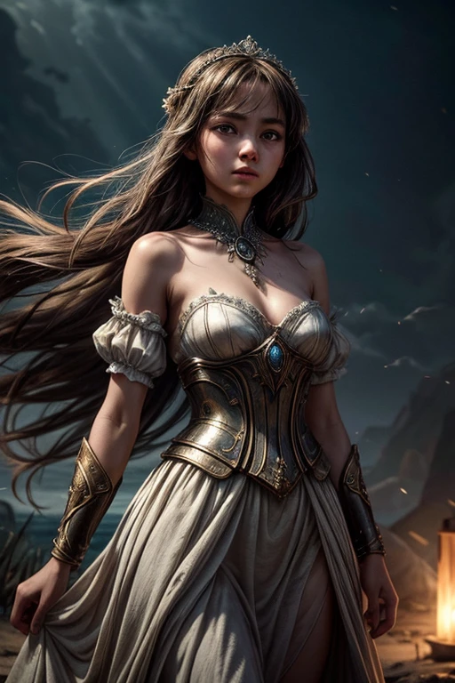 (RAW photo, best quality), (realistic, photo-realistic:1.3),best quality,highly detailed,masterpiece,ultra-detailed,illustration,1girl,upper_body,dynamic angle,world masterpiece theater,messy_long_hair,best quality,extremely detailed CG unity 8k wallpaper,ink,Amazing,cinematic lighting,lens_flare, dunhuang_style