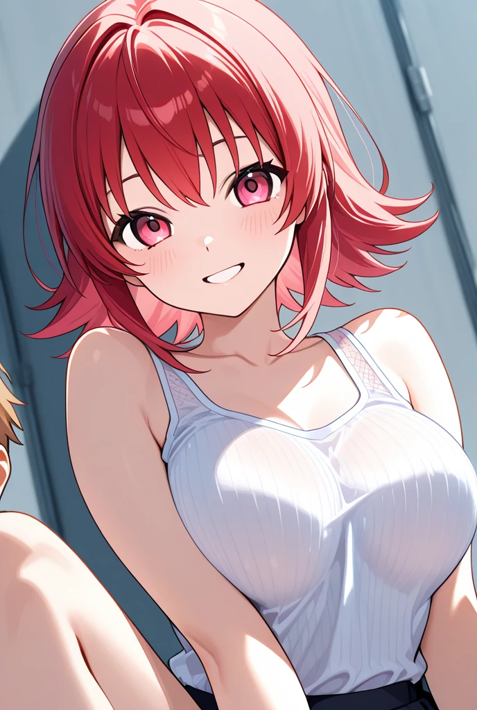 ((((masterpiece、Highest quality、High resolution)、anime)))、Pink Hair、Beautiful girl with small breasts、(Dynamic pose)、looking at the camera、(Beautiful detailed face、Beautiful big eyes)、((One beautiful girl))、Good sensitivity、((Sexy pose))、((Embarrassed face))、Red cheeks、Open Mouth、Full nudity、bedroom、Lying in bed、Bitchy face