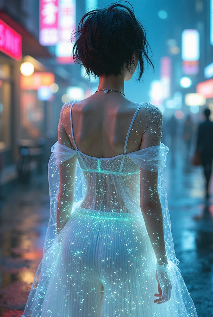 jujutsu kaisen girl with short black hair, glasses with blue design and with an elegant dress