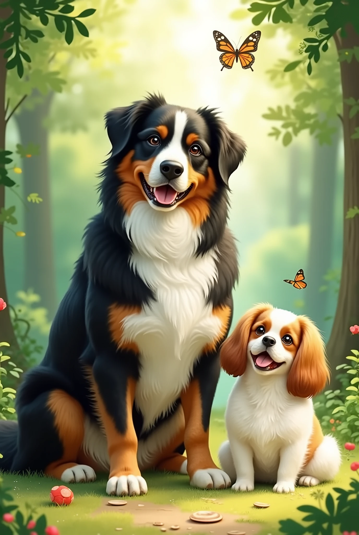 Bernese Mountain Dog and Japanese Chin