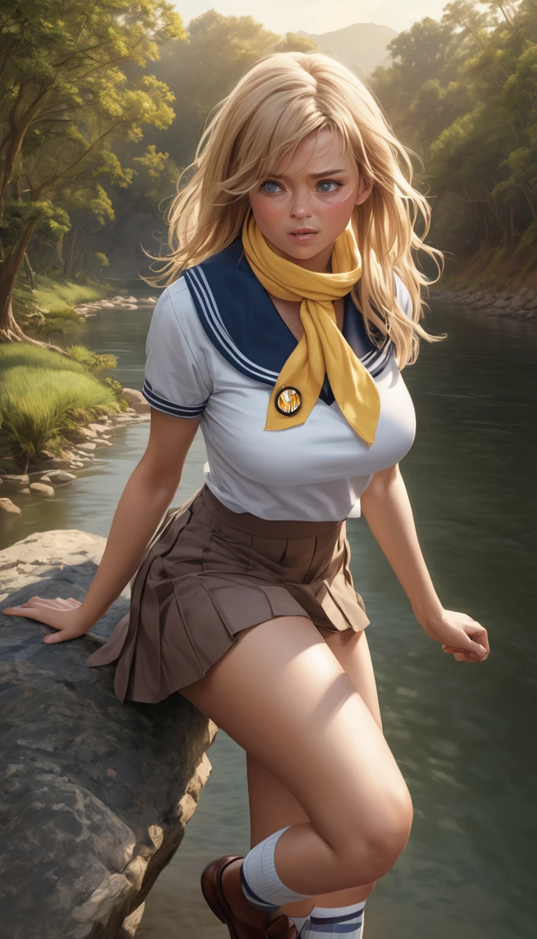 (masterpiece, best quality:1.2), cowboy shot, solo, 1girl, mlpapplejack, smile, looking at viewer, blonde low-tied long hair, cowboy hat, cheerleading uniform, pleated miniskirt, sitting on bleachers, legs spread, up skirt, flashing tits, lifting shirt up, bare breasts, , visible nipples, (upper body), 18 year old woman,large nipple-piercing, nipple rings, exposed breasts, cheerleading uniform, flashing panties, upskirt, pleated miniskirt, Masterpiece, best quality, intricate details, ultra detailed, 1girl, shirt lift, panties, pussy