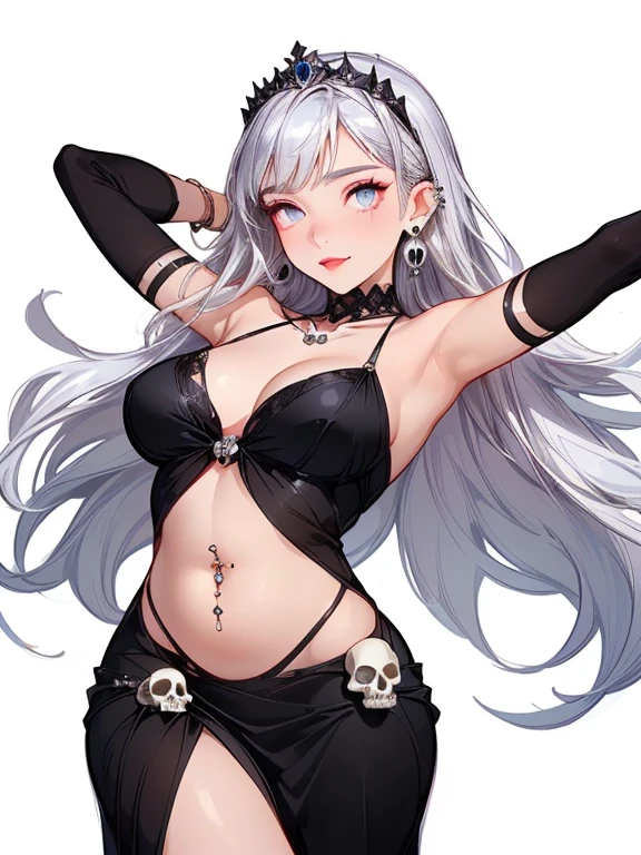 20-year-old adult anime girl with big tits and big ass who is beautiful and flirtatious with long white hair with a black bow in the back, a question mark next to the head, a long-sleeved top and black pants with white hearts, a short black skirt with a white belt and a crimson teddy bear keychain, a panther tail with a red bow at the tip, cute little panther ears , to wear a black mask , that has red eyes with the pants socks torn from the heart , showing beautiful sweaty armpits