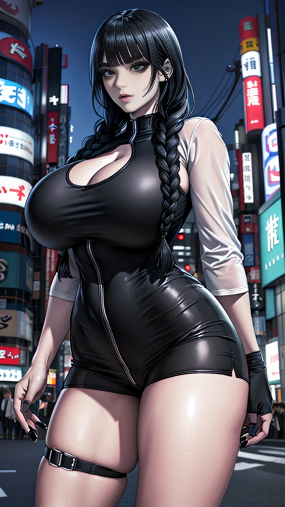 walking on road at midnight background, empty streets,
cowboy shot, Annerose,
black outfit, bodysuit latex,
black_hair,yellow_eyes, long_hair, hair intakes,
1 girl, 35yo,mature female,Beautiful Finger,Beautiful long legs,Beautiful body,Beautiful Nose,Beautiful character design, perfect eyes, perfect face,
looking at viewer, (big_yellow_eyes:1.0),(seductive look:1.3),
NSFW,official art,extremely detailed CG 8k wallpaper, perfect lighting,Colorful, Bright_Front_face_Lighting,
(masterpiece:1.0),(best_quality:1.0), ultra high res,4K,ultra-detailed,
photography, 8K, HDR, highres, absurdres:1.2, Kodak portra 400, film grain, blurry background, bokeh:1.2, lens flare, (vibrant_color:1.2)
(Beautiful,large_Breasts:1.4), (beautiful_face:1.5),(narrow_waist),