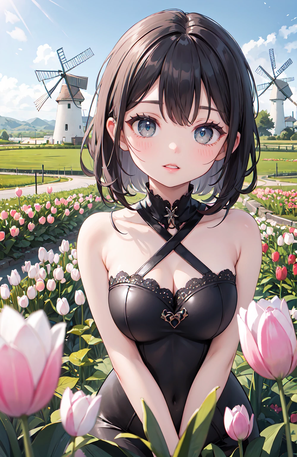 (tmasterpiece:1.1),(Best quality at best:1.1),(HighDynamicRange:1),ambient lights,hyper qualit,( Super detailed original image),(1个Giant Breast Girl, full bodyesbian),((harajuku fashion)),((flower with human eyes, flower eyes)),double contact,流体抽象Artistically的融合,Glitching,(Original illustration composition),(Limited color blending, 极简Artistically风格, 几何Artistically风格, butterflys, Artistically),Red sexy thong