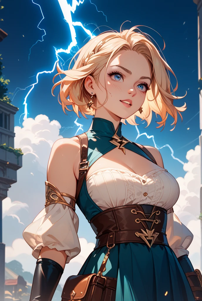(Blake Lively:Elsa Pataky) is a librarian grabbing a book with strange symbols in the cover, (leather tote bag) . ((Blue shirt with white neck)) , Lovecraft atmosphere, 1920 style, masterpiece. 