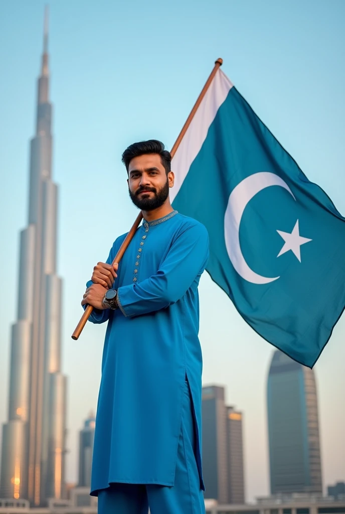 Sikh Indian manwearnig kurta pajama back
pose with philippines flag pole infront of him