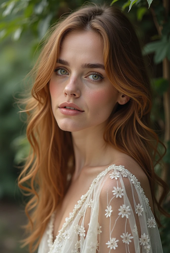 (photorealistic), photo of the world's most beautiful and drop dead gorgeous redhead girl of all time, sexy pose, seductive facial expression, photorealistic, hyperrealism, ultra sharp, ultra focused, masterpiece, best quality, highres, UHD, depth of field 4k, RTX, HDR,

Long wavy red hair cascading down her shoulders, stylishly blown back by a gentle breeze,
Enchanting smile playing on her full lips, a captivating expression that draws you in,
Soft-focus camera effect, creating an ethereal glow around her,
Shallow depth of field, with her mesmerizing eyes in