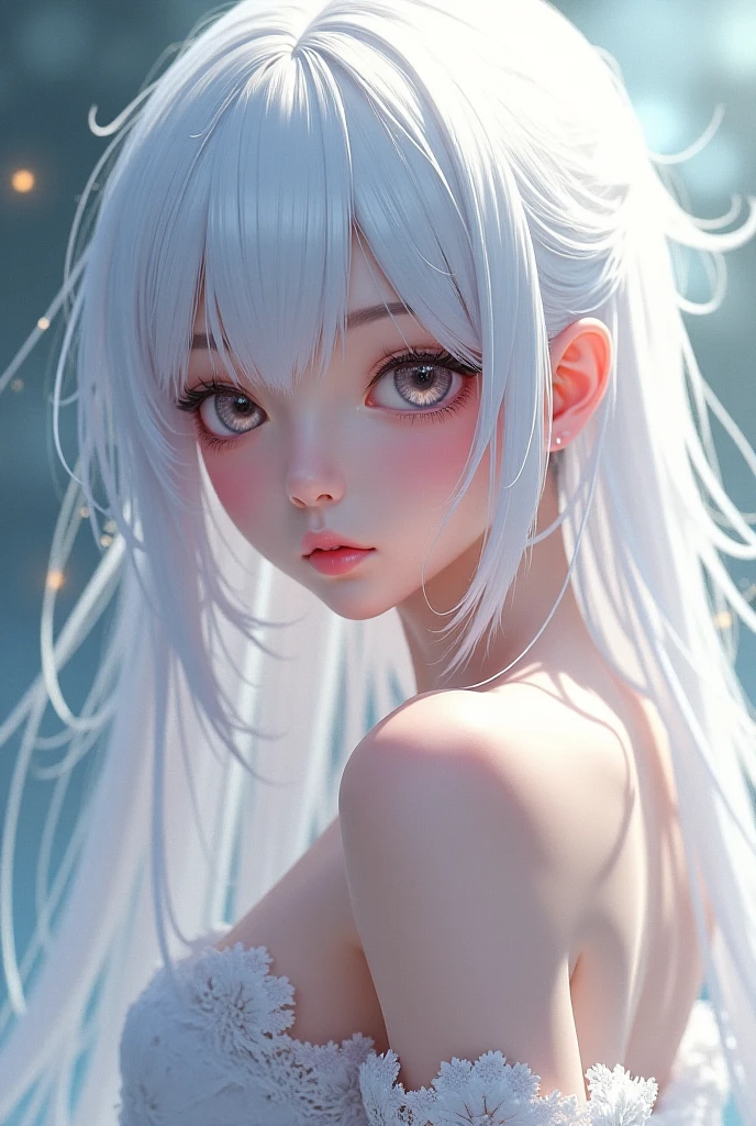 White tones,Sexy girl nipple,little body,Petite,White curly hair