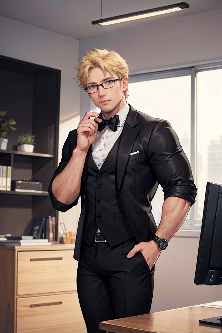 1boy, 16~20 years old, male focus, muscular male, nsfw, 3D, realistic, indoor, normal hue, central, golden ratio, sitting on the leather throne, sharp-featured body, tall, burly, highres, slender build, perfect anatomy, skin texture, thick dark buzzcut hair, see-through bangs, shallow eyebrow, symmetrical eyebrow, large bright eyes, symmetrical eyes, square gold-rimmed glasses, big straight nose, closed mouth, double-edged polearm, broad shoulders, noble attire, bdominal stretch, tight-fitting, leather collar, stand-up collared shirt, necktie, waistcoat, open thickened glossy dark leather jacket, six-pack abs, leather gloves, black trousers, leather belt, spreading long thin legs, <lora:OnlyCocks_v1.0:0.5>, large erect penis over 10 inches length and 3 inches width, erection, large scrotum with testicles, masturbation, high-heeled leather boots, soft smile, handsome, powerful, from front, looking ahead at viewer, day, masterpiece, best quality, hyper-detailed, intricate detail, professional photography, matte, bright, the most beautiful ever seen, post processing, dreamatic lighting, ambient lighting, epic composition, ultrawide shot, uplight, raytracing reflections, depth of field, gorgeous background <lora:1.HonkaiStarRailGepard_v1.0:0.5>