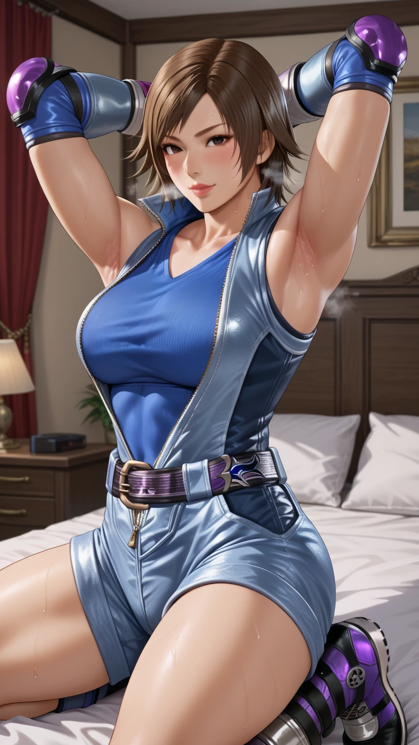 (((Solo)))、(((mature、Big Tits、naked、Erotic)))、(Brown Skin、Sunburn)、Brown fur, 濃いBrown fur, Golden Hair, Braid、Green Eyes, Huge lips, Swollen lips, (Perm、Wavy Hair、Show your forehead)、Large Breasts, Huge breasts, Hourglass illustration, (Tight waist), trust, Superiority, Bratty, Brat, Being spoiled, Bully, Thick thighs, Earrings, On top of that, Diaphragm, Bermuda, smile, Half Plane, evil smile, pov money, sosteniendo money, money cayendo, Sweatだくの, Moaning, big , much money, money, green money, money flying, from the front, Bright roomで (Soft Light, bed), big breasts, Grande aa , big hips, front, moneyを受け取る, Remittance handover、Big Lips、Apply pink lip gloss、Bright room、illumination、(Black Stockings)、Pubic hair、(Jill Valentine,Resident Evil 5, Tight Suit, With her right hand she pulls her suit down to expose her breasts.、String panties)、evil smile、From above、Sweat