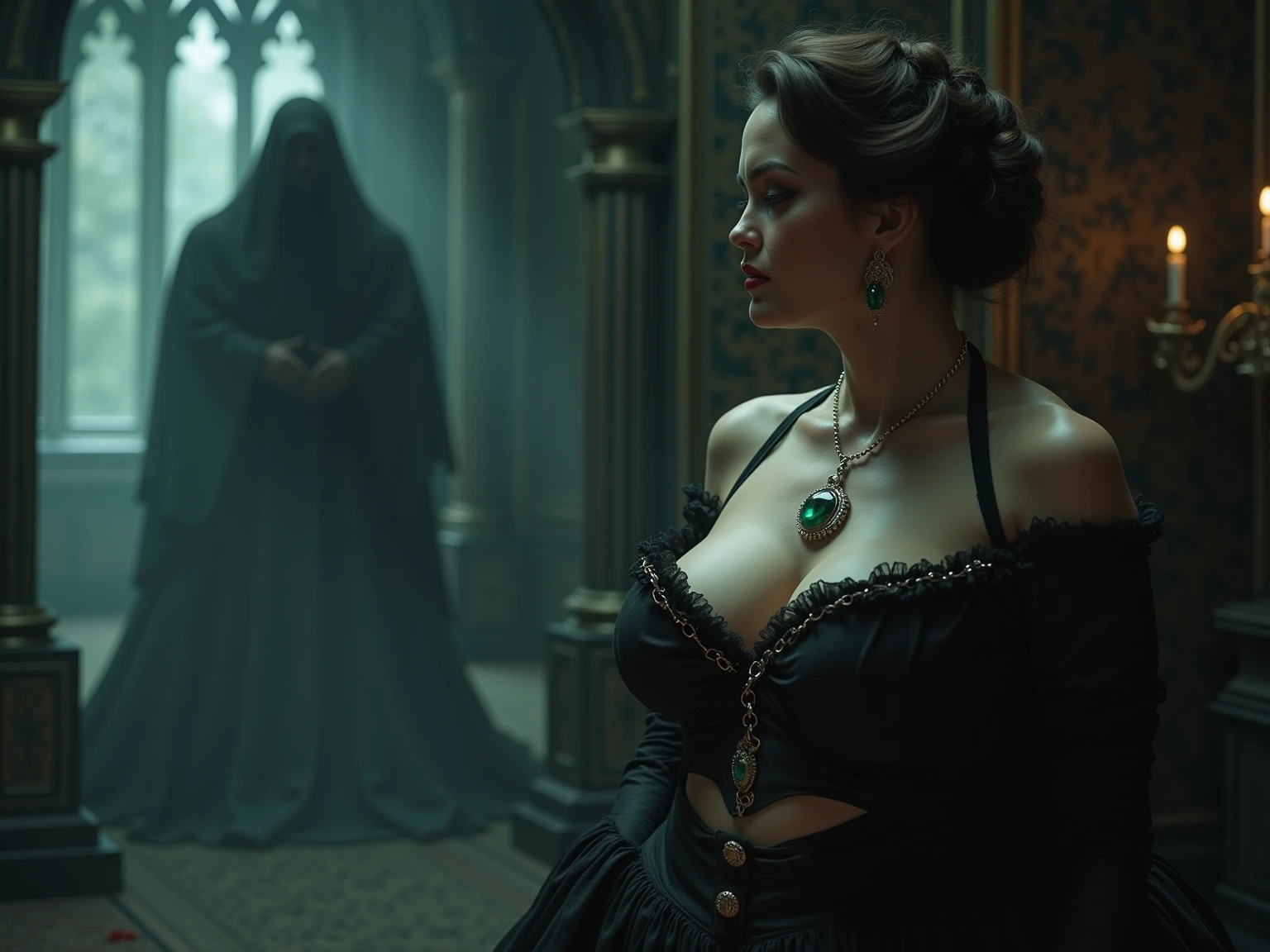 What to do, 1个Giant Breast Girl, a matural female, tmasterpiece, space queen, mistress, goddes, actual, A MILF, True shadows, smooth lightning, HighDynamicRange, 8K, absurd res, high qulity, insanely details, Body parts, Elegant, the wallpaper