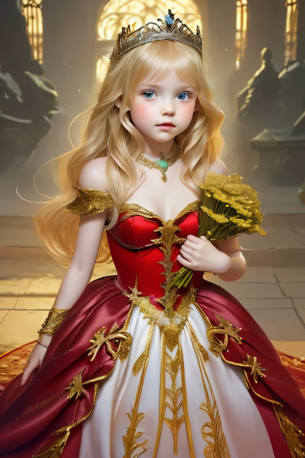 Little young girl, blond hair,cute,fantasy, Nice dress ,tiara,red carpet,city,bouquet,princess,young girl,sex