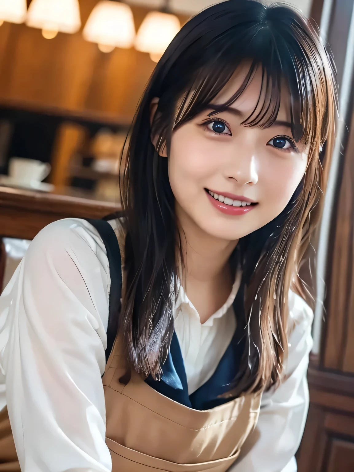 1 girl, (Wearing Yukata:1.2), Beautiful Japanese actresses, (RAW Photos, Highest quality), (Realistic, Photorealistic:1.4), masterpiece, Very delicate and beautiful, Very detailed, 2k wallpaper, wonderful, finely, Very detailed CG Unity 8K 壁紙, Very detailedな, High resolution, Soft Light, Beautiful detailed girl, Very detailed目と顔, Beautiful and detailed nose, Beautiful and detailed, Cinema Lighting, break (With a stylish cafe interior as the background 1.3), Cafe lighting, Perfect Anatomy, Slender body, smile, Face the front completely, Looking at the camera