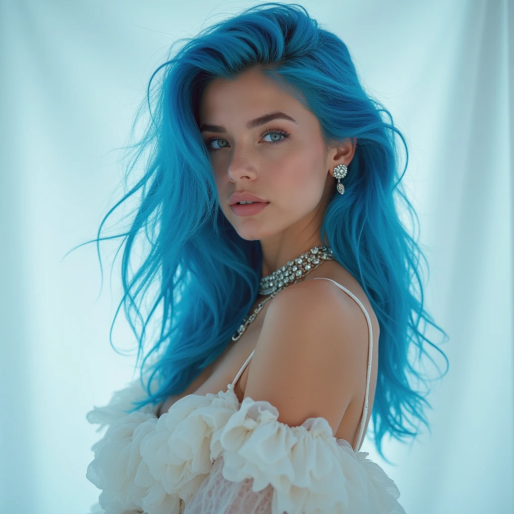 masterpiece, best quality, spring outfit, colorful hair, outdoor, magazine cover ,upper body,