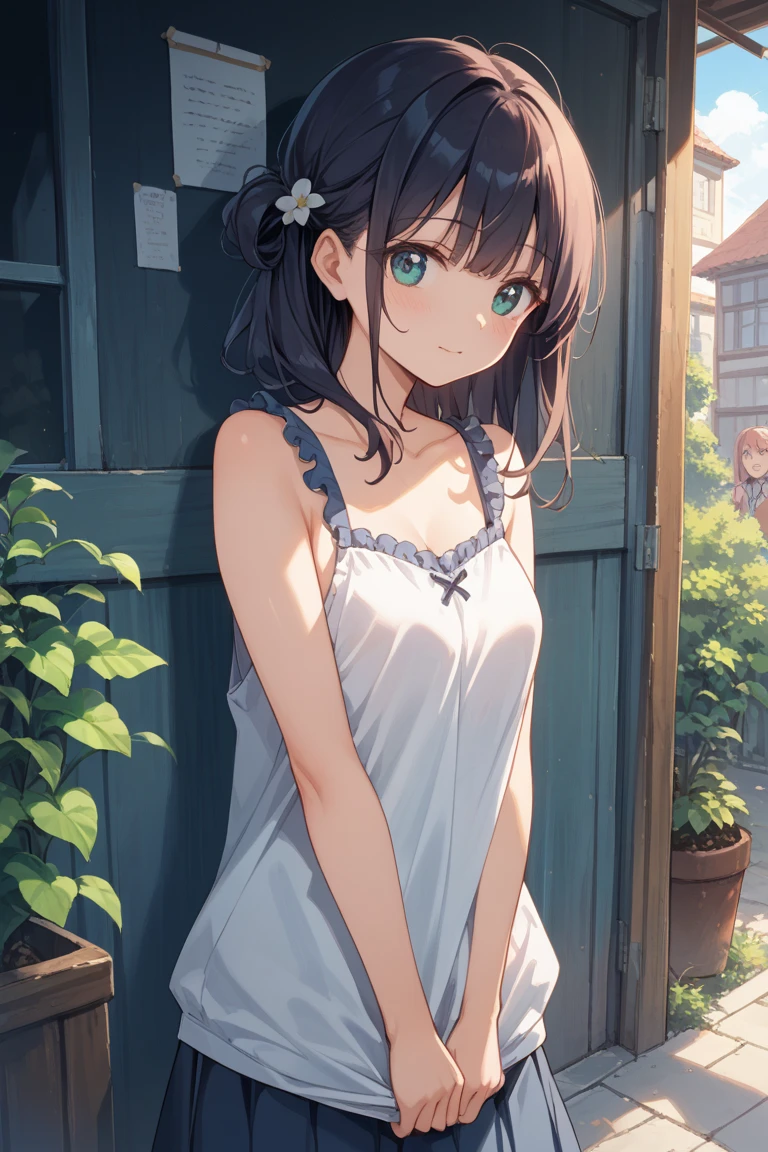 (masterpiece:2.0), (top-quality:2.0), (white Tube top extremely short length dress made by towel:1.5), (perfect exposed shoulders:1.5), (perfect exposed nape:1.5), (super sexypose:1.5), (blushed face:1.3), (barechested:1.3), (realistic:1.5), 1 , precise small hands, Embarrassed look, light smile, extremely cute girl, innocent face, young face, Clear eyes, Shining eyes, shoulder is visible, small breast, thigh is visible, No pubic hair, The beautiful skin, ultra-definition, Top resolution, japan high school student, brown hair