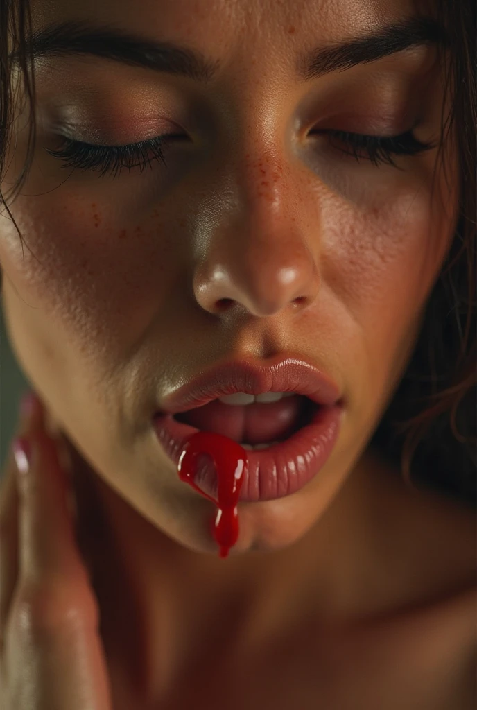 cum overflowing from the mouth,asian,(Aly Michalka, bdsm, bondage, drool dripping, drool dangling) 8k, realistic, cleavage, drooling, drool all over chest, drool all over face, wet, pleading eyes, waiting to be tortured, lots of drool, sweating, drool dripping down chin
